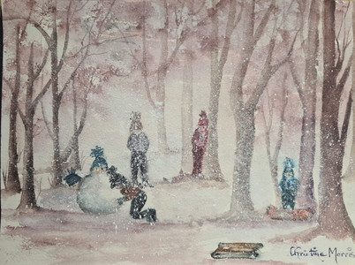Christine M. Fun in the snow, watercolour & graphitint. 12.20.jpg